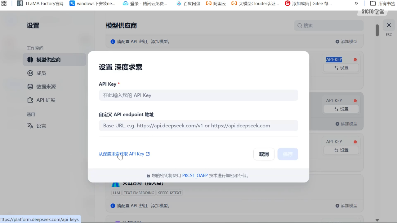 在平台中配置 API Key